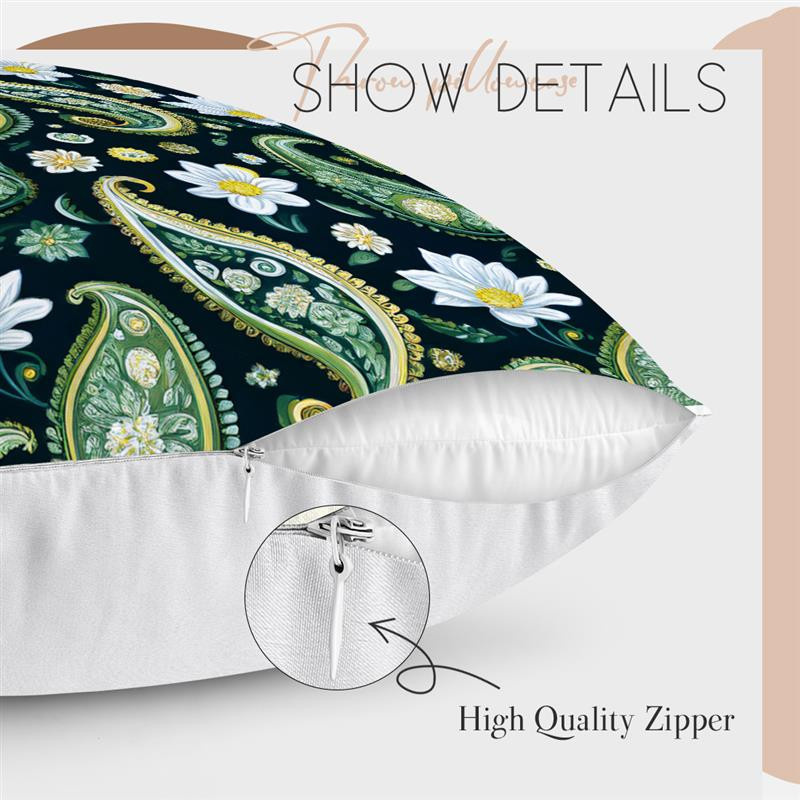 Kissenbezug mit Paisley-Muster im Vintage-Stil aus Polyester, B/B: 18 x 18 cm - Bild 2