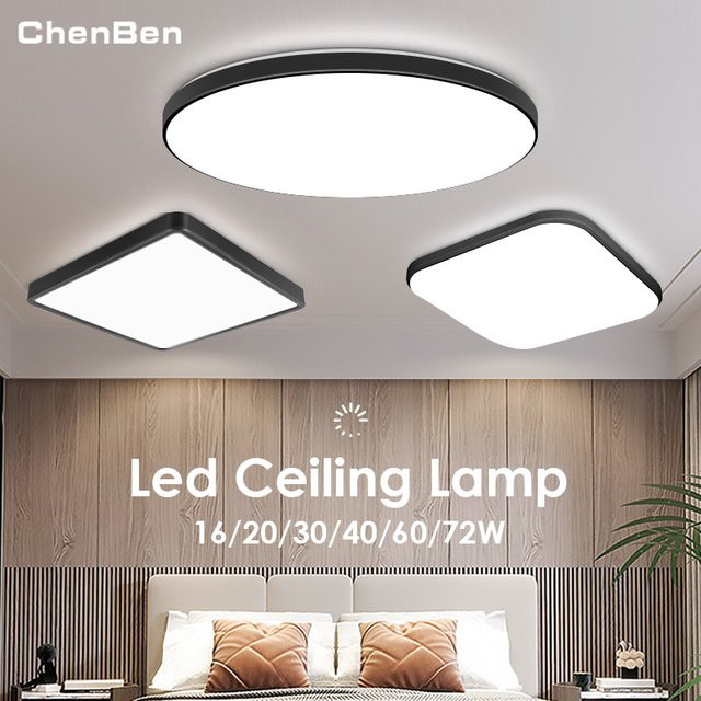 Moderne quadratische LED-Deckenleuchte von CHENBEN in Schwarz oder Weiß für Wohnzimmer, Küche und Schlafzimmer - Bild 1