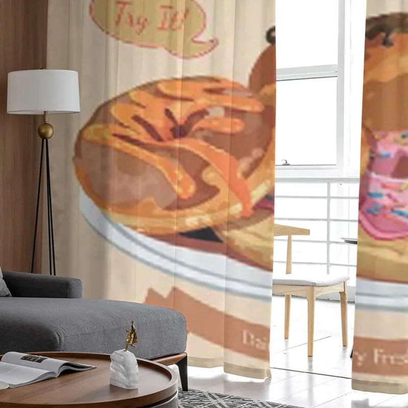 Vintage Donuts Sheer Vorhang Transparent Multicolor B: 135 cm, H: 114 cm - Bild 3