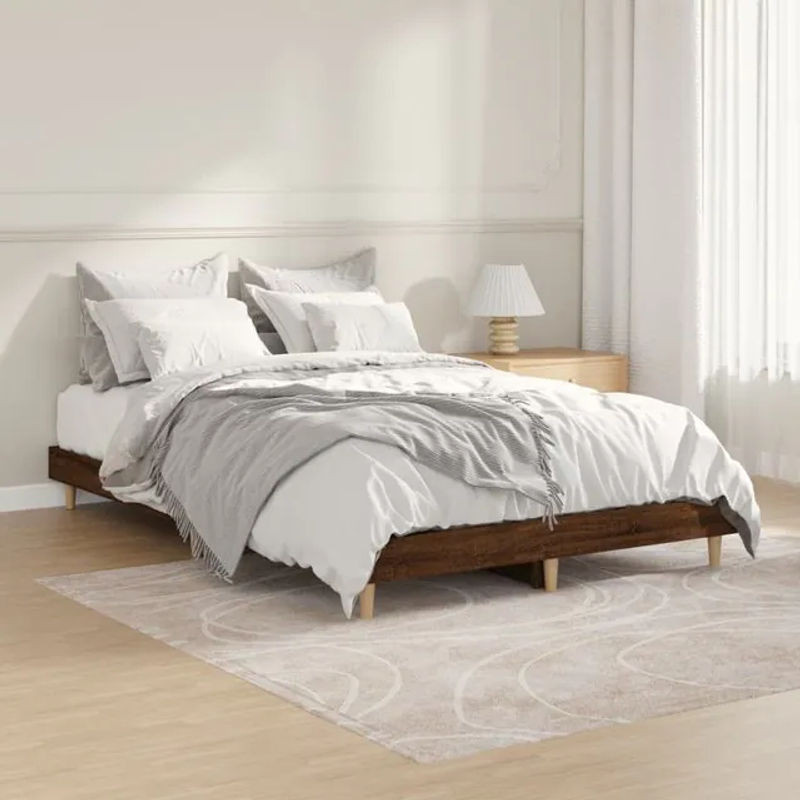 Vidaxl Bett ohne Matratze in Braun im minimalistischen Design, B/T: 120 x 190 cm - Bild 1