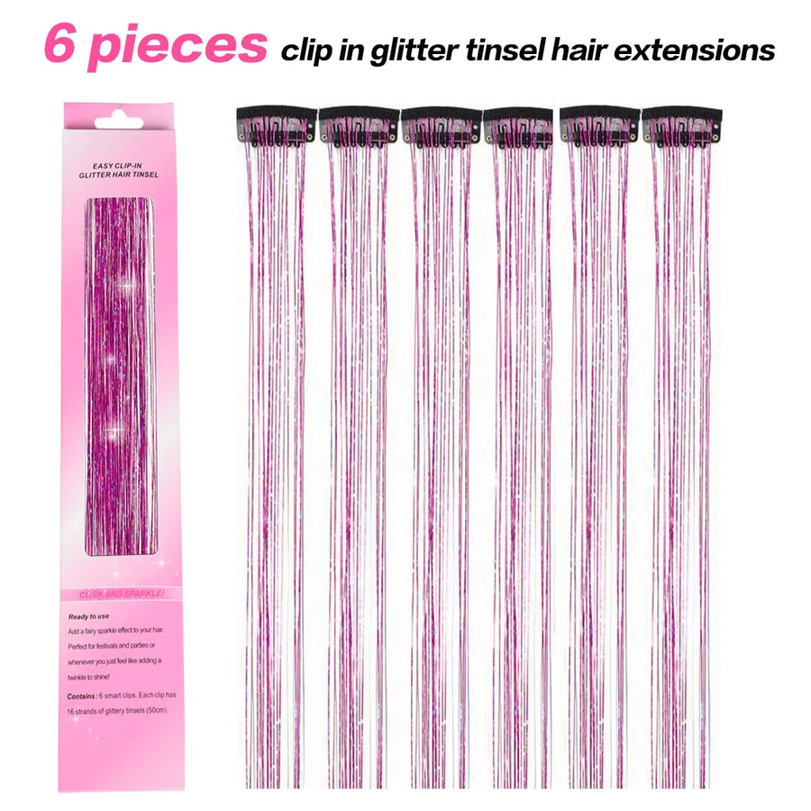 DinDong Clip-in-Haarverlängerungen, 20 Zoll, Synthetik, 6 Stück, Damen - Bild 2