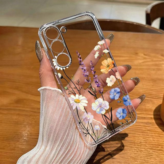 Transparente Handyhülle mit bunten getrockneten Blumen für Samsung Galaxy A56 A17 A26 A36 A37 A06 A07 A71 4G aus weichem TPU, stoßfest und klar - Bild 1