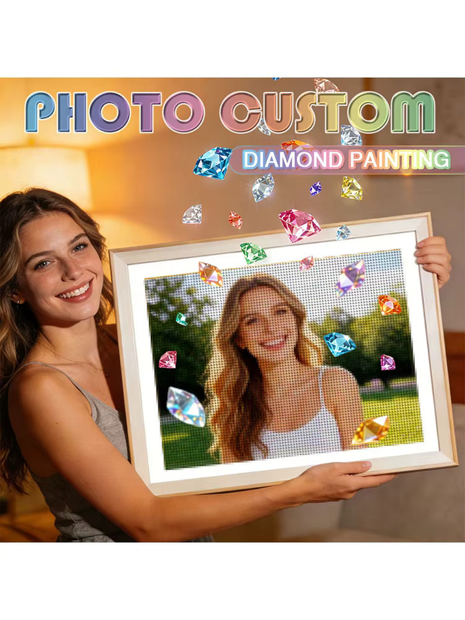 HUACAN 5D DIY Diamantmalerei Set mit personalisiertem Foto als Mosaik-Diamantkunst für deine Heimdekoration, Rund, Mehrfarbig, B/T/H: 20 x 20 x 20 cm - Bild 4
