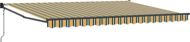 vidaXL Markise mit Gelenkarmen in Grün und Gelb aus Polyester und Metall, B/T/H: 450 x 300 x 165 cm - Bild 1