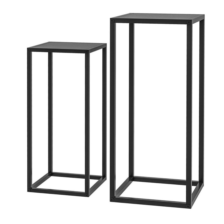 Outsunny 2er-Set Pflanzenständer aus Stahl in Schwarz im industriellen Design für Garten, Balkon und Terrasse, B/T/H: 31 x 31 x 65 cm - Bild 4