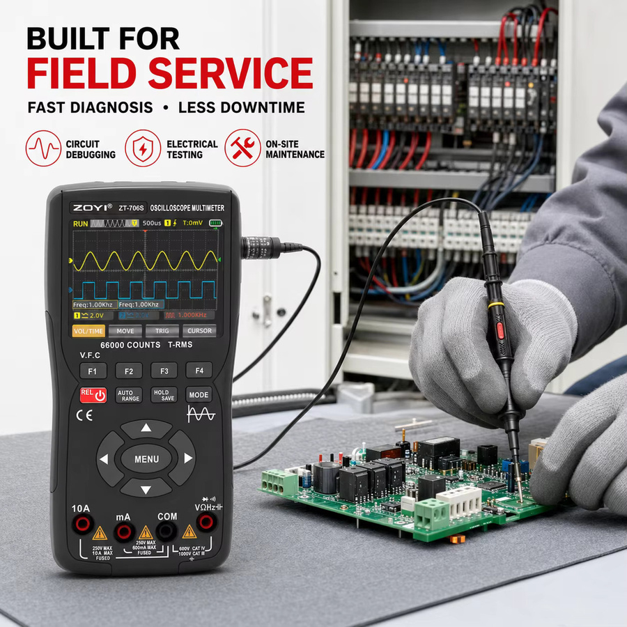 ZOYI Digitales Multimeter Oszilloskop und Signalgenerator, 2-Kanal 50MHz, Hochpräzises Spannungsmessgerät mit automatischer Bereichswahl, Schwarz - Bild 3