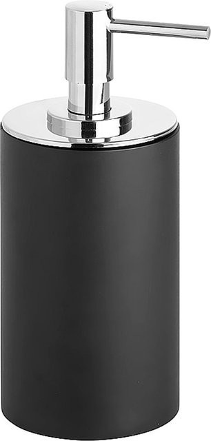 Brillantbad MAX Seifenspender aus Polyresin in Schwarz mit Messing und Chrom, Fassungsvermögen: 250 ml, B/T/H: 7,2 x 8,6 x 17,5 cm - Bild 1