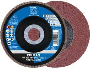 PFERD TOOLS POLIFAN Fächerscheibe PFF SG STEELOX für Stahl und Edelstahl, Durchmesser: 125 mm, Bohrung: 22,23 mm, Körnung: A60 - Bild 1