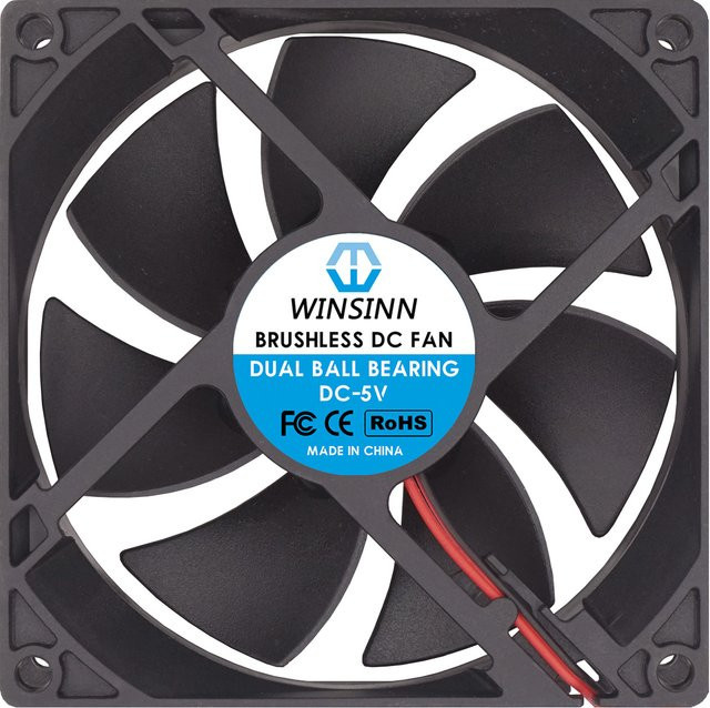 WINSINN Lüfter 90x25mm Schwarz DC 5V 12V 24V bürstenlos mit Hülse oder Doppel-Kugellager 2Pin - Bild 1