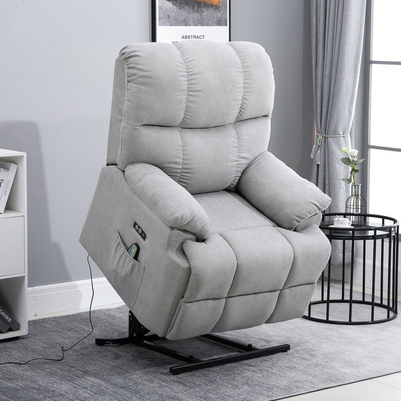 HOMCOM Massagesessel mit Aufstehhilfe und Wärmefunktion, Relaxsessel und Fernsehsessel mit USB-Anschluss und Fernbedienung, Grau, B/T/H: 83 x 95 x 105 cm - Bild 2