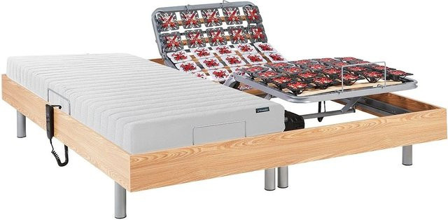 YSMÉE Bett mit elektrischem Lattenrost und Latexmatratze in Beige, B/T/H: 80 x 200 cm - Bild 1