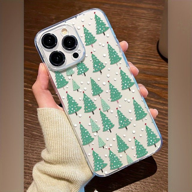 Transparente TPU-Handyhülle mit grünem Weihnachtsbaummuster für Apple iPhone 11 bis iPhone 17 Pro Max - Bild 1