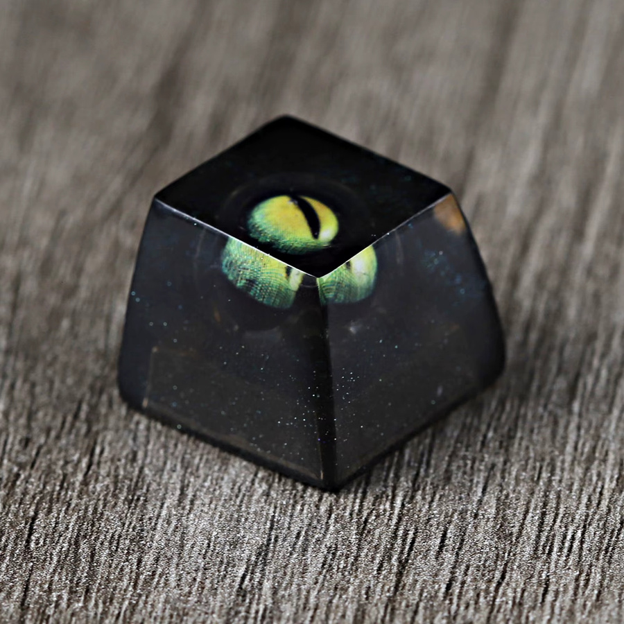 YMDK Artisan Tastenkappen aus Kunstharz mit Schneeberg-Motiv und Evil-Eye-Effekt in Schwarz für Cherry MX mechanische Gaming-Tastaturen - Bild 4