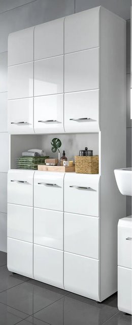 Inn.Furn Badezimmer Hochschrank Livia in Weiß Hochglanz mit LED-Beleuchtung, B/H: 90 x 185 cm - Bild 1