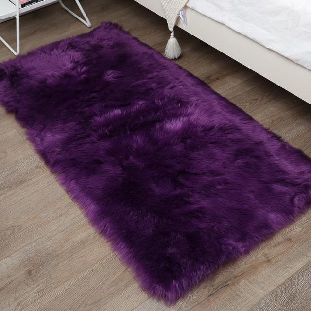 Yiran Furniture Plüsch-Teppich aus weißem Kunstfell für Wohnzimmer und Schlafzimmer B/T: 200 x 100 cm - Bild 1