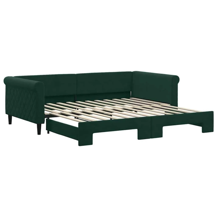 vidaXL Tagesbett aus Samt in Dunkelgrün mit Ausziehfunktion und Schubladen, B/T/H: 110 x 200 x 68 cm - Bild 2