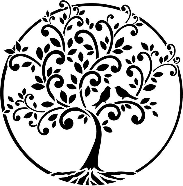 Viva Decor Schablone Baum des Lebens in Schwarz und Weiß aus Kunststoff mit Durchmesser 19,0 cm - Bild 1