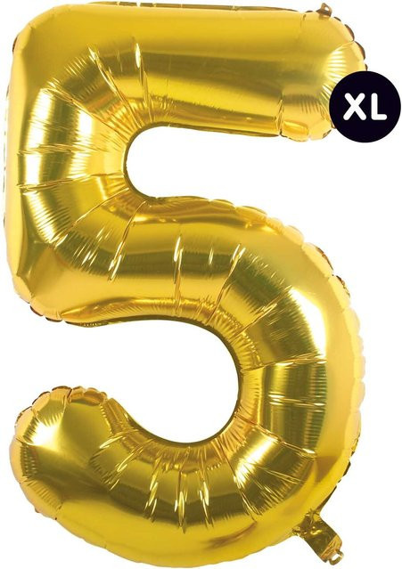 Rico Design Folienballon Zahl 5 in Gold, Höhe: 86 cm - Bild 1
