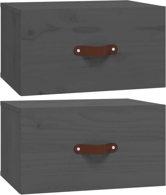 vidaXL Wand-Nachttische 2er-Set modern Grau B/T/H: 40 x 29,5 x 22 cm - Bild 1