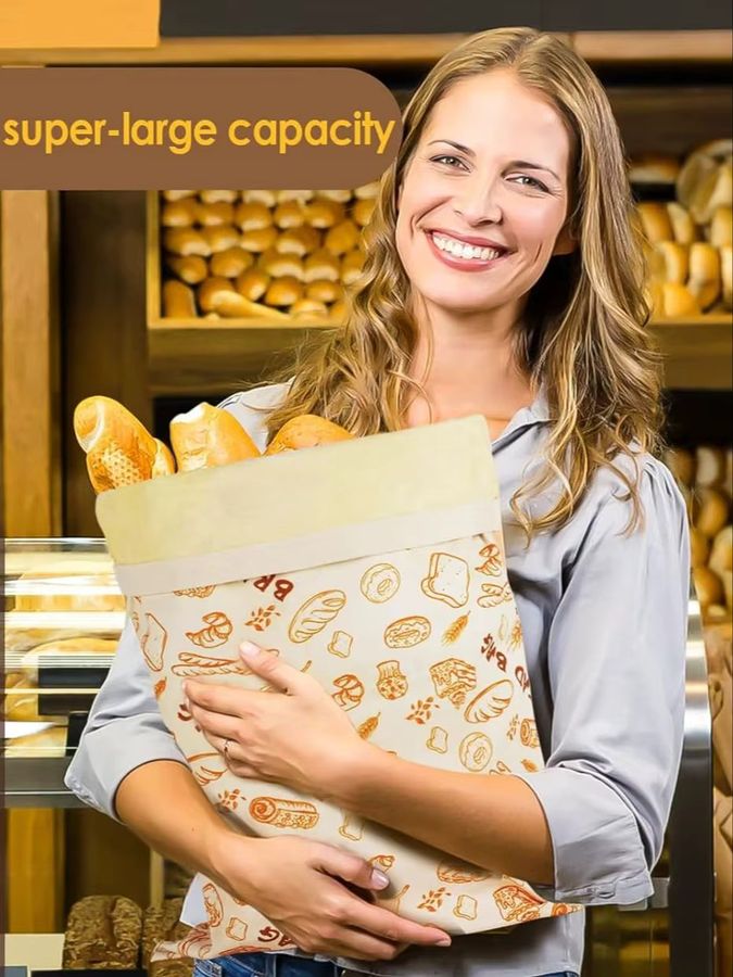 Wiederverwendbarer Sauerteigbrotbeutel aus lebensmittelechter Baumwolle mit Bienenwachs zur Aufbewahrung von Brot - Bild 3