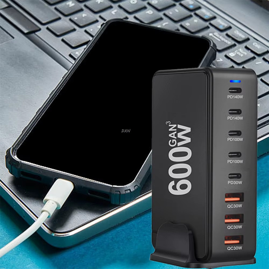 600W GaN Schnellladegerät mit 8 Ports und USB-C PD3.1 Adapter in Weiß für iPhone, Samsung, Xiaomi und Huawei Tablets - Bild 2