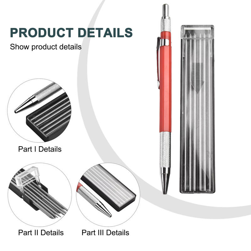 Vibratite Metall Marker Stift für Schweißer in Rot mit 12 Minen für Stahl und Gravur - Bild 4
