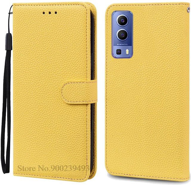 Leder-Brieftasche Klapphandyhülle für Vivo Y52 5G und Vivo Y72 5G in Gelb - Bild 1