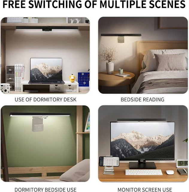 HOMEFISH LED Monitor-Lichtleiste in Schwarz mit stufenloser Dimmfunktion und Touch-Steuerung für Home-Office und Gaming - Bild 1