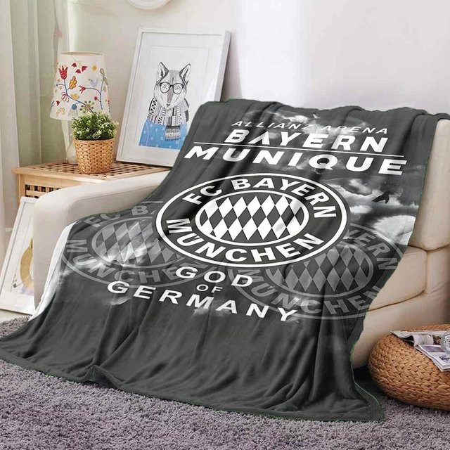 FC Bayern München Fußball Wappen Flanell Überwurfdecke, grau, B/H: 75 x 90 cm - Bild 1