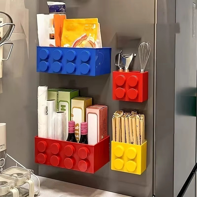 Magnetische Aufbewahrungsbox von YOCITY für Küche und Kühlschrank, selbstklebender Wand-Organizer aus Kunststoff, grün und mehrfarbig - Bild 2