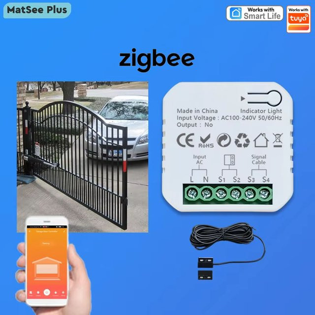 MatSee Plus ZigBee Motorisierter Schwingtor- und Schiebetor-Controller mit Trockenkontakt und App-Fernbedienung in Weiß, kompatibel mit Tuya, Alexa und Google Home - Bild 1