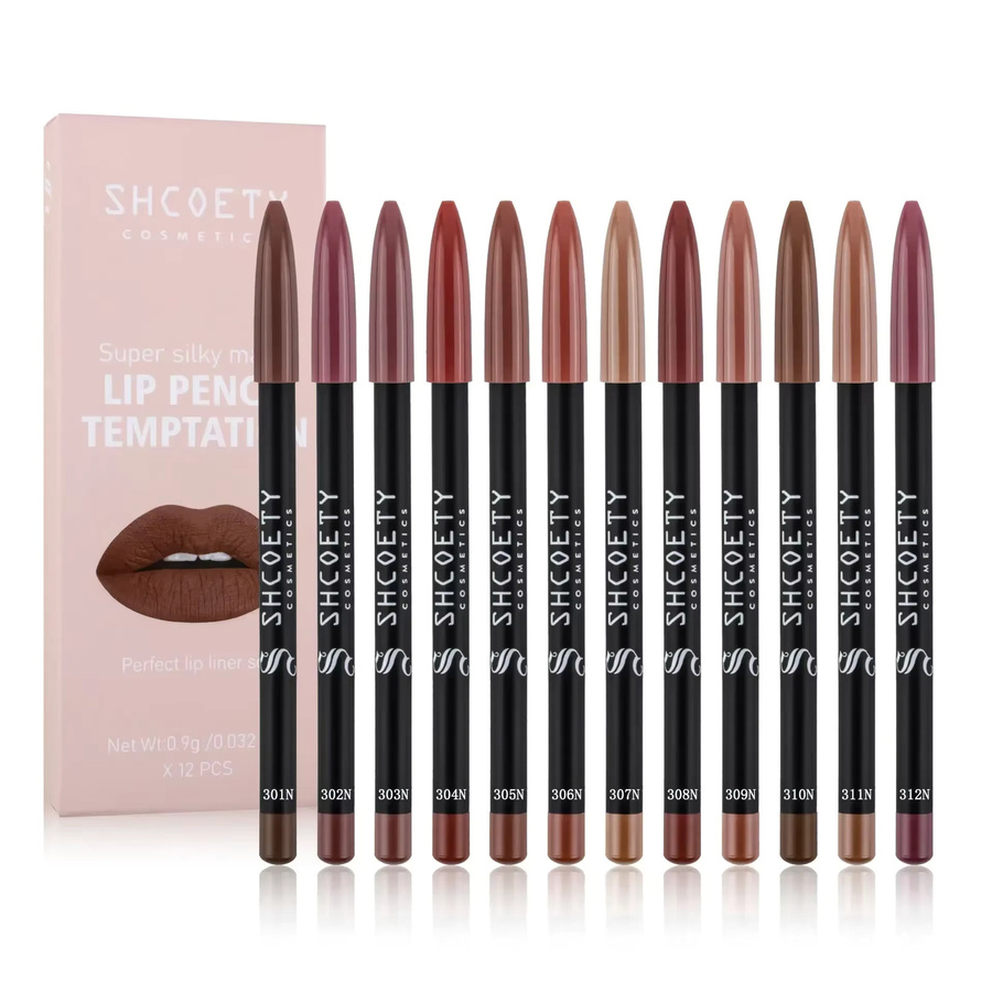 SHCOETY Lippenstift- und Lipliner-Set, 12 Farben, Nude, Matte - Bild 5