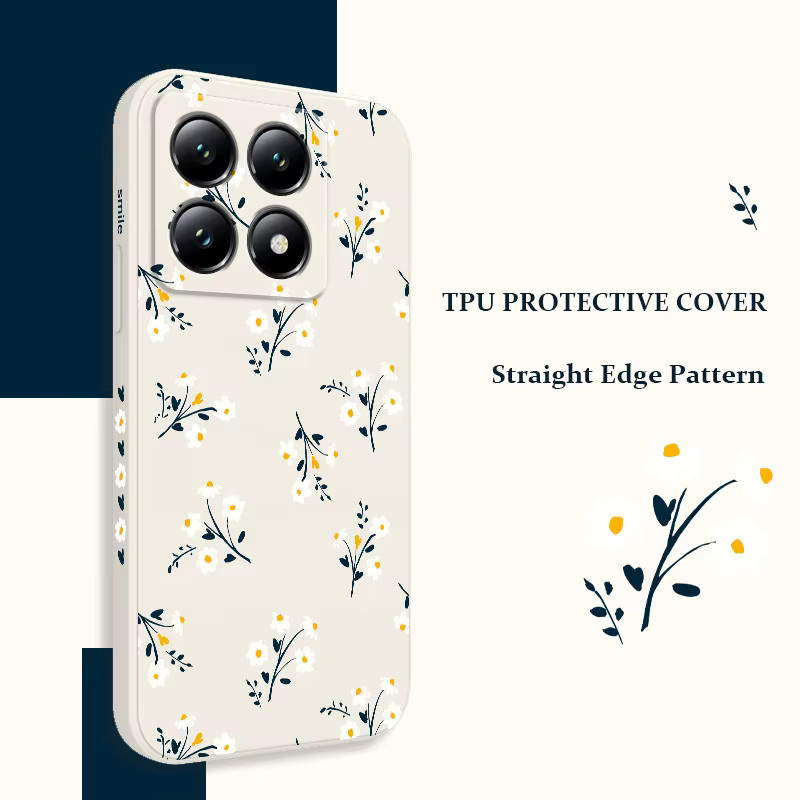 Xiaomi Handyhülle mit Blumenmuster aus Silikon in Weiß und Multicolour für verschiedene Modelle wie Xiaomi 17T 15T 14T 13T 12T 11T Pro und Redmi 15 15C 15A 14C 13 13C 12 12C 4G 5G - Bild 3