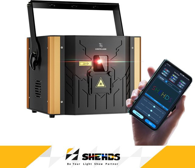 SHEHDS RGB Laser Animationslicht mit App-Steuerung, 6W, TTL 20KPPS, ILDA, DMX 512 und RJ5 Anschluss, Schwarz, Multicolour - Bild 1