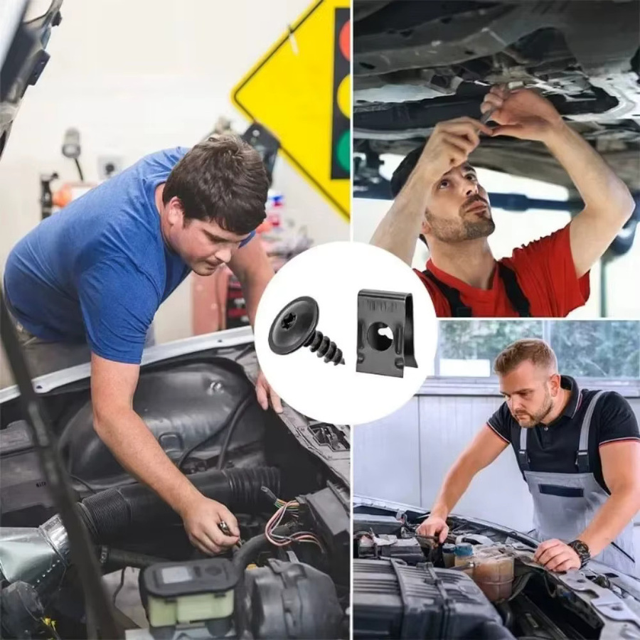 U-Typ Metall-Befestigungsclips und Schrauben-Set aus rostfreiem Edelstahl in Blau und Schwarz für Auto und Motorrad - Bild 3