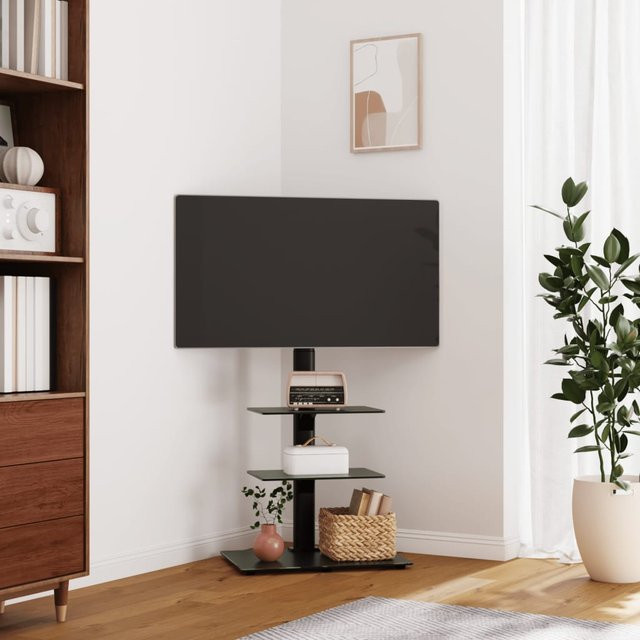 Vidaxl Eck-TV-Ständer für 32-65 Zoll, 3-stöckiges TV-Lowboard in Schwarz Matt - Bild 1