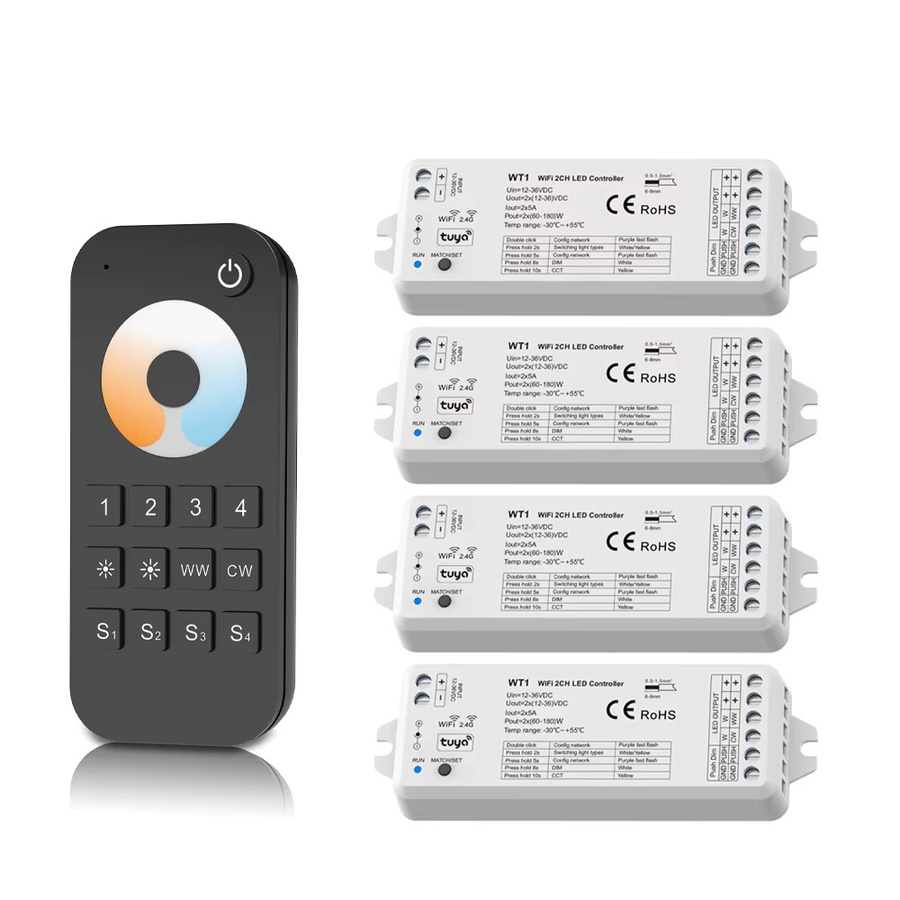 CENFAYA Tuya WiFi Smart LED Streifen Controller 2CH CCT Dimmer für DC 12V 24V mit Alexa und Google Home sowie RF 2,4G Fernbedienung - Bild 5