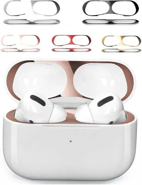 Metall Staubschutz Aufkleber für Apple AirPods 4 und AirPods Pro 2 in Schwarz - Bild 1