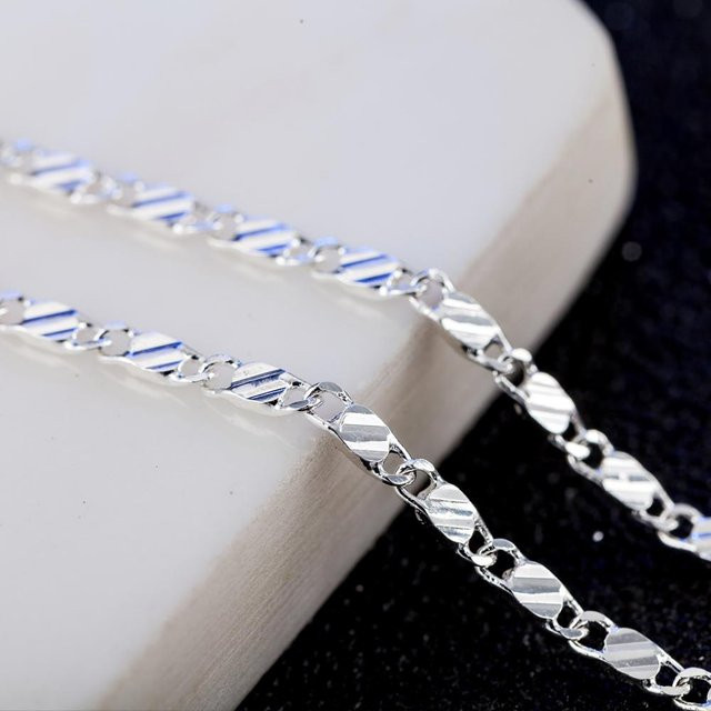 Halskette 925 Sterling Silber, 70 cm, Unisex, grau - Bild 1