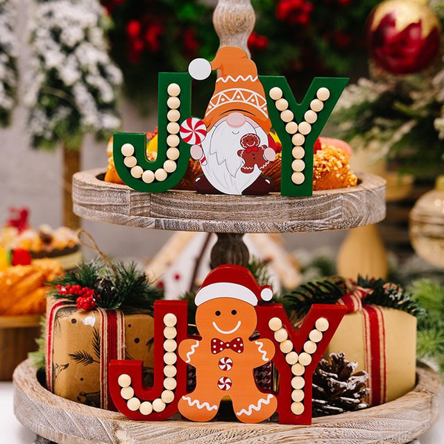 Runtowo JOY Lebkuchenmann Holzornament als bunte Weihnachtsdekoration für dein Zuhause - Bild 1