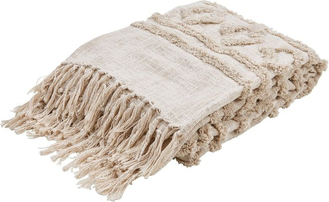 DONE Wohndecke Indah Tamani in Beige mit geometrischem Boho-Design - Bild 1