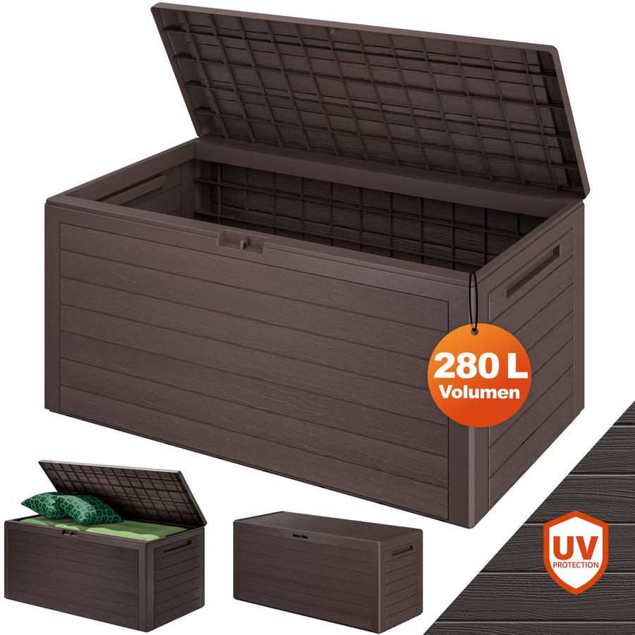 CASARIA Gartenbox Woody 280L in Braun mit Holzoptik aus Kunststoff wasserdicht - Bild 2