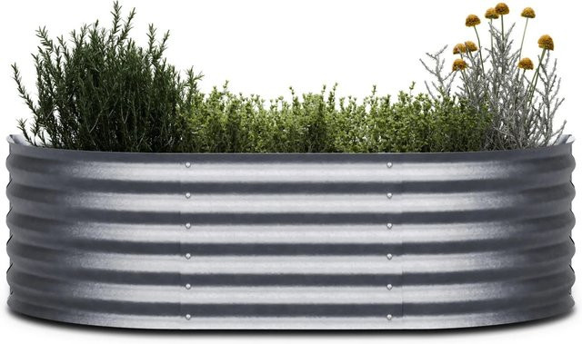 Blumfeldt High Grow Extended Hochbeet aus rostfreiem Stahl-Wellblech in Silber, B/T/H: 150 x 43 x 60 cm - Bild 1