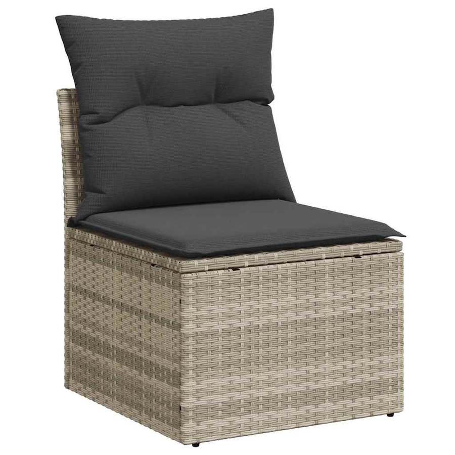 vidaXL 5-tlg. Garten-Sofagarnitur in L-Form aus Polyrattan mit Kissen, Hellgrau - Bild 5