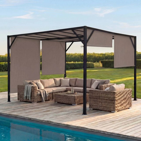 MCW Pergola Beja in Taupe mit Stahlgestell und Polyesterdach, B/T: 405 x 405 cm, H: 212 cm