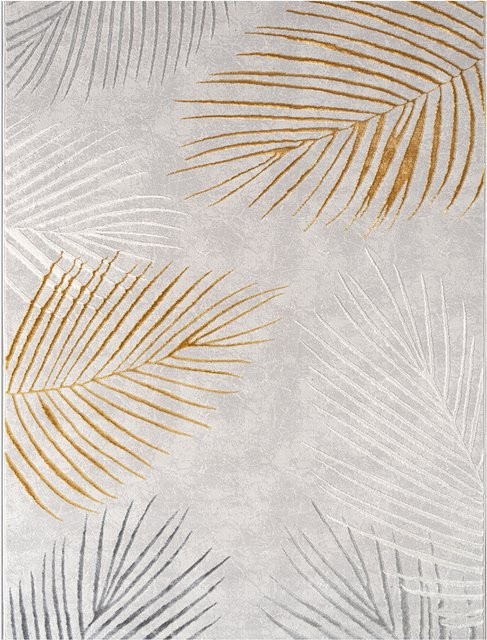 Teppich Tiana in Gelb mit Blätterdesign und Hoch-Tief-Effekt, B/T: 240 x 340 cm - Bild 1