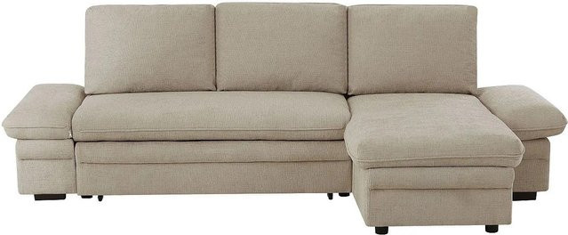 Vente-unique Schlafsofa Siviara in Beige mit Schlaffunktion und L-Form aus Chenille-Stoff, Breite: 258 cm, Tiefe: 146 cm, Höhe: 85 cm - Bild 1