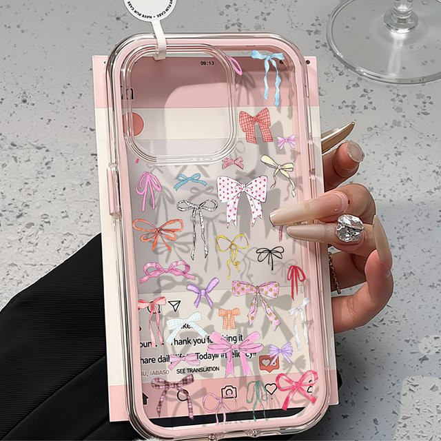 Bunte Schleife Handyhülle für Apple iPhone 17 16 15 14 13 12 Pro Max, transparent mit bonbonfarbenem Rahmen und stoßfestem Schutz - Bild 1