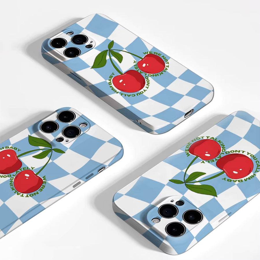 Potdemiel Handyhülle Cherry Check für iPhone 17 16 15 14 13 12 Pro Max Plus mit doppelschichtiger Rückseite in Multicolour - Bild 2