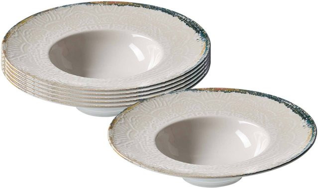 Ritzenhoff & Breker Gourmetteller Alfonso Dinner Plate aus Keramik, Weiß, Durchmesser: 28 cm, 6er Set - Bild 1